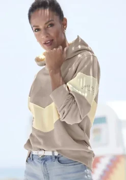 Damenshirts|Venice Beach Kapuzensweatshirt Beige-Vanille