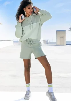 Damenshirts|Bench. Kapuzensweatshirt Graugrun-Hellgrun