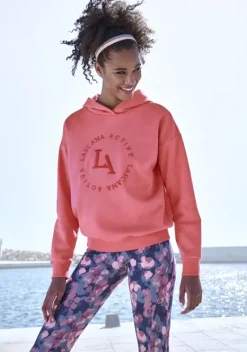 Damenshirts|LASCANA ACTIVE Kapuzensweatshirt"- Performance Hoodie Mit Runder Logostickerei Und" Rose