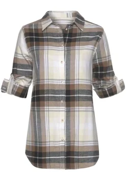 Blusen|Buffalo Karobluse Braun-Creme-Kariert