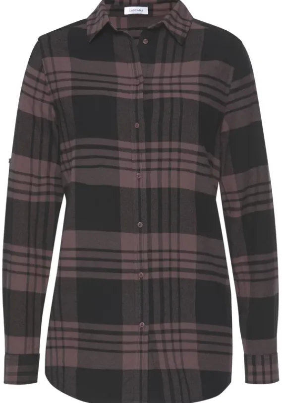 Blusen|LASCANA Karobluse Lila-Schwarz-Kariert
