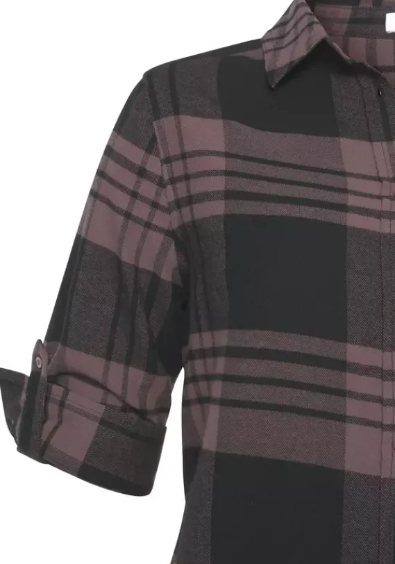 Blusen|LASCANA Karobluse Lila-Schwarz-Kariert