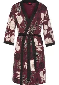 Nachhaltige Nachtwasche|s.Oliver Kimono Bordeaux-Schwarz