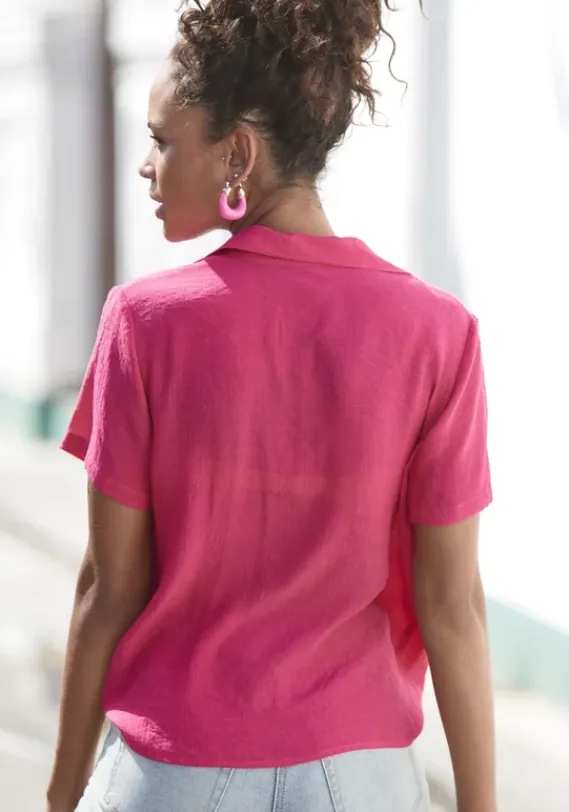 Blusen|Vivance Kurzarmbluse Pink
