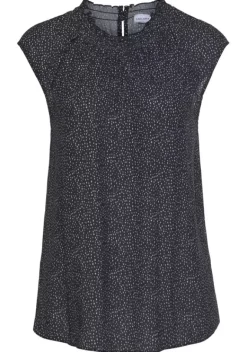 Blusen|LASCANA Kurzarmbluse Schwarz-Weis-Gepunktet