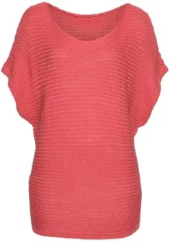 Pullover|LASCANA Kurzarmpullover Koralle