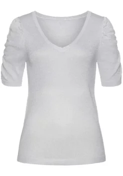 Pullover|Vivance Kurzarmpullover Silberfarben