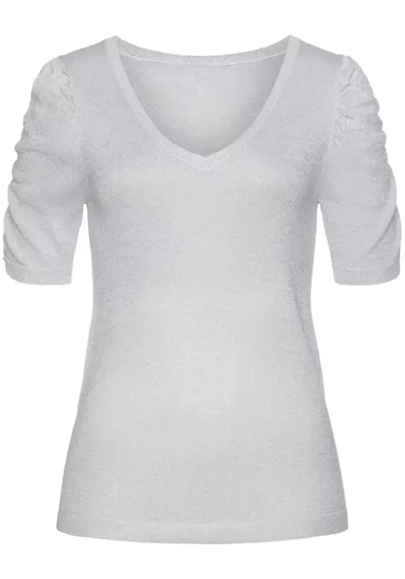 Pullover|Vivance Kurzarmpullover Silberfarben
