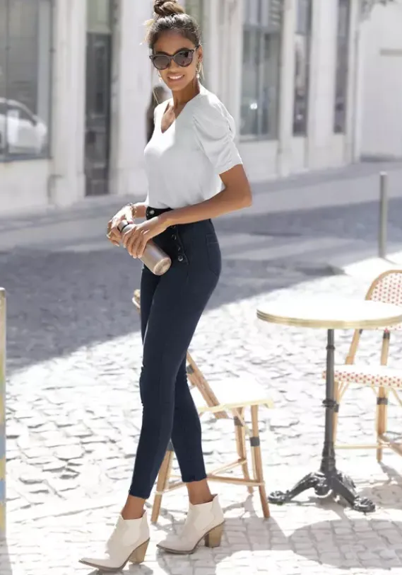 Pullover|Vivance Kurzarmpullover Silberfarben