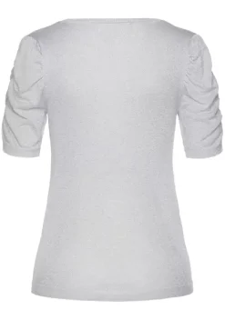Pullover|Vivance Kurzarmpullover Silberfarben