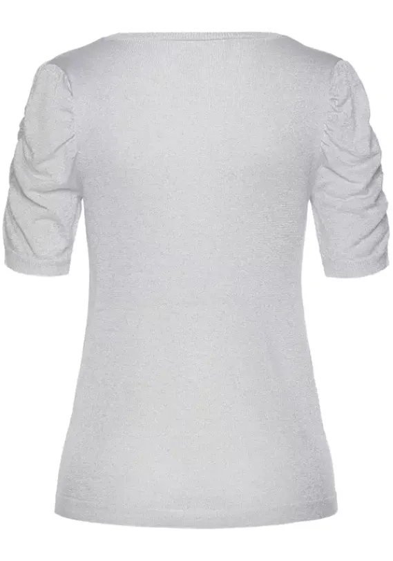 Pullover|Vivance Kurzarmpullover Silberfarben