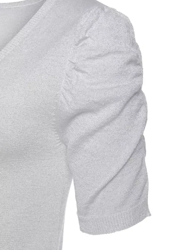 Pullover|Vivance Kurzarmpullover Silberfarben