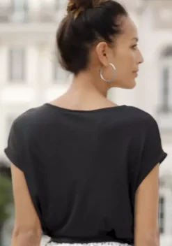 Damenshirts|LASCANA Kurzarmshirt Schwarz