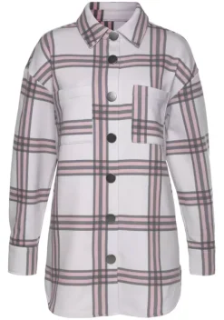 Jacken & Mantel|LASCANA Kurzjacke Grau-Rosa-Creme-Kariert