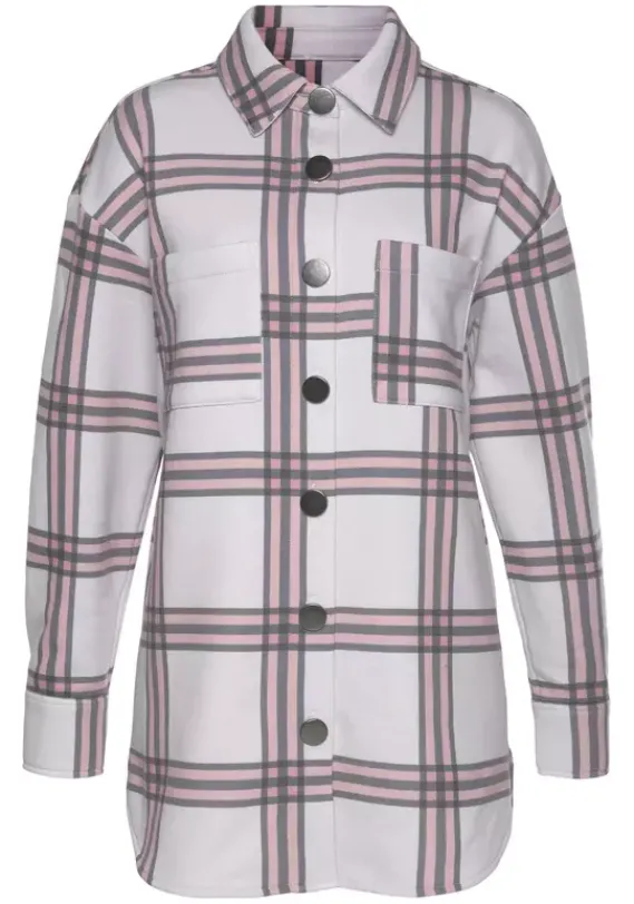 Jacken & Mantel|LASCANA Kurzjacke Grau-Rosa-Creme-Kariert
