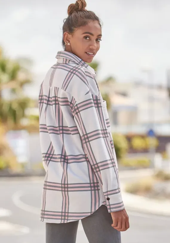 Jacken & Mantel|LASCANA Kurzjacke Grau-Rosa-Creme-Kariert