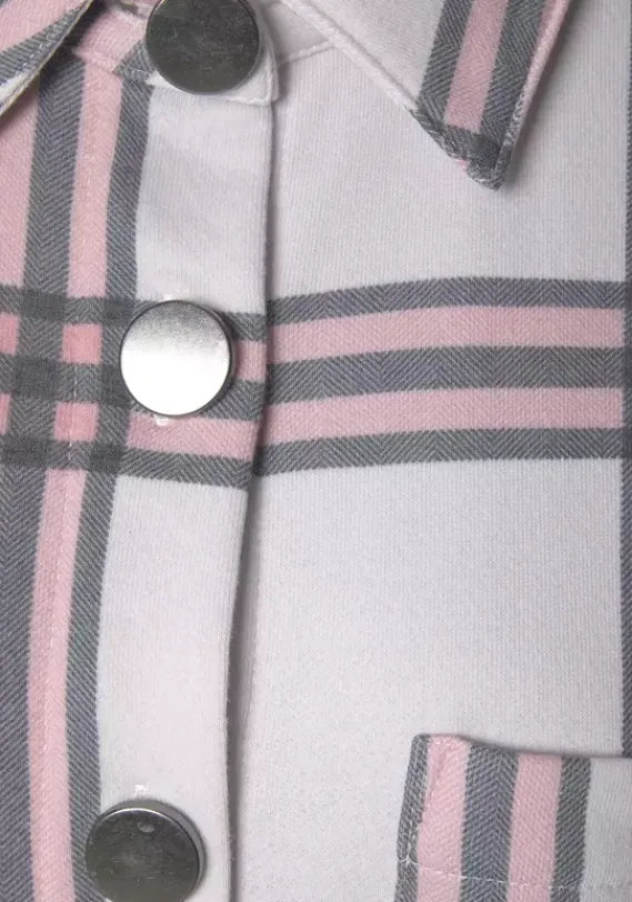 Jacken & Mantel|LASCANA Kurzjacke Grau-Rosa-Creme-Kariert