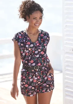 Overalls|LASCANA Kurzoverall Geblumt