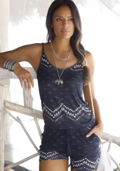 Overalls|LASCANA Kurzoverall Anthrazit-Weis