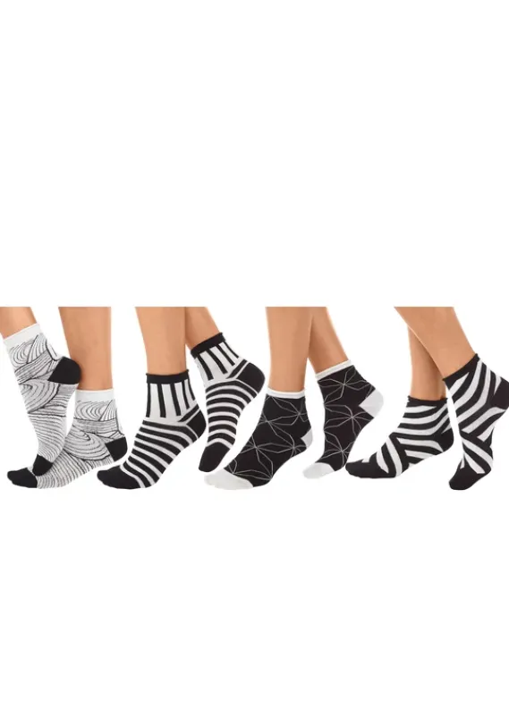 Socken|H.I.S Kurzsocken Schwarz-Weis-Gemustert