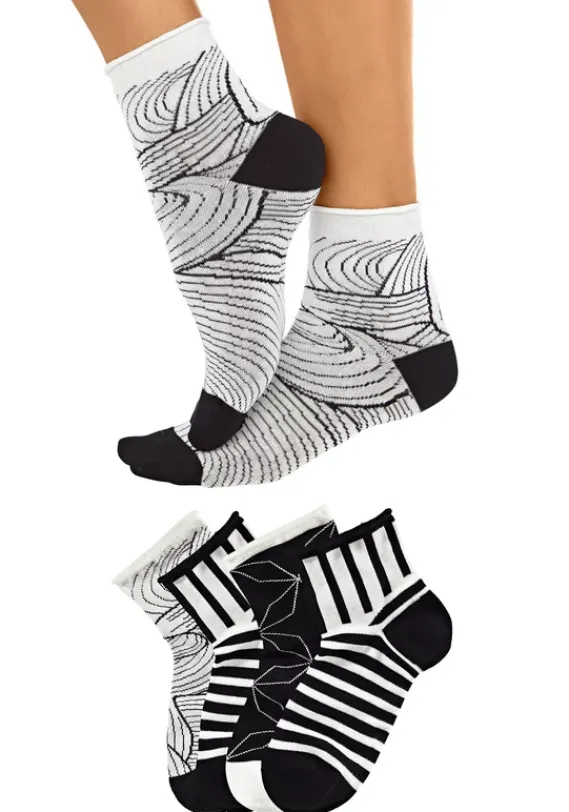 Socken|H.I.S Kurzsocken Schwarz-Weis-Gemustert