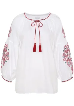 Blusen|LASCANA Langarmbluse Weis-Rot-Blau