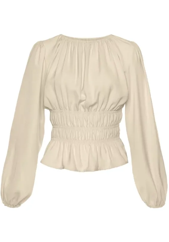 Blusen|LASCANA Langarmbluse Creme