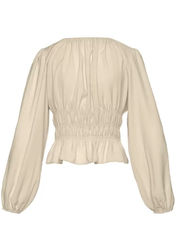 Blusen|LASCANA Langarmbluse Creme