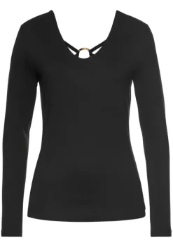 Damenshirts|LASCANA Langarmshirt Schwarz