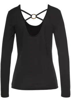 Damenshirts|LASCANA Langarmshirt Schwarz