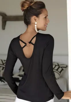 Damenshirts|LASCANA Langarmshirt Schwarz