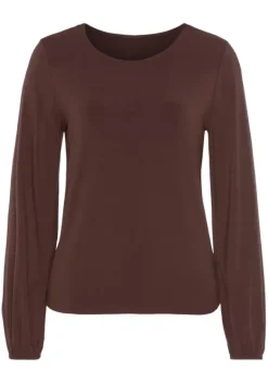 Damenshirts|LASCANA Langarmshirt Braun