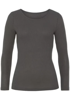 Damenshirts|LASCANA Langarmshirt Anthrazit