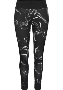 Relaxhosen|LASCANA ACTIVE Leggings"Black Marble" Schwarz-Marmoriert-Weis