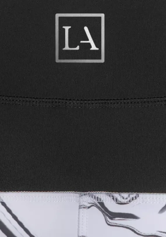 Relaxhosen|LASCANA ACTIVE Leggings"White Marble" Weis-Schwarz-Gemustert-Neongelb