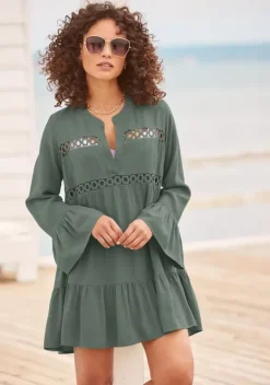 Blusen|LASCANA Longbluse Dunkelgrun