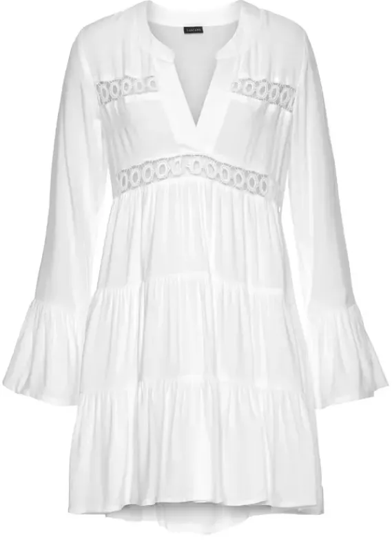 Blusen|LASCANA Longbluse Offwhite