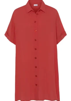 Blusen|LASCANA Longbluse Korallrot