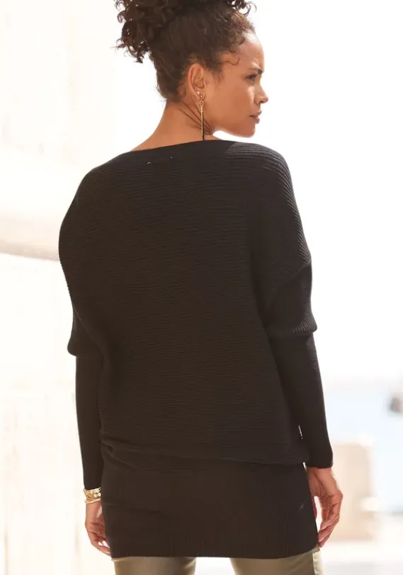 Pullover|LASCANA Longpullover Schwarz