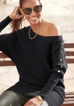 Pullover|LASCANA Longpullover Schwarz