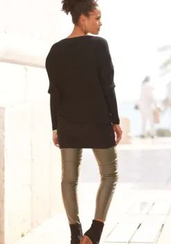 Pullover|LASCANA Longpullover Schwarz