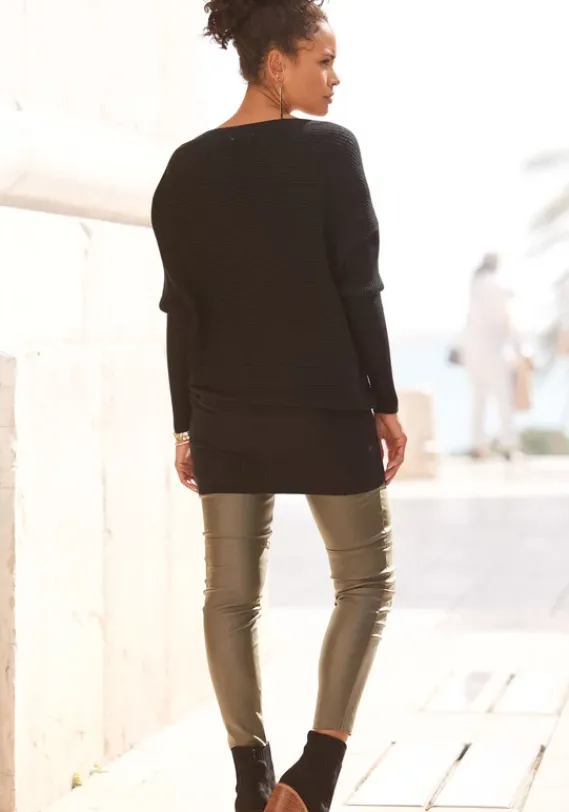 Pullover|LASCANA Longpullover Schwarz