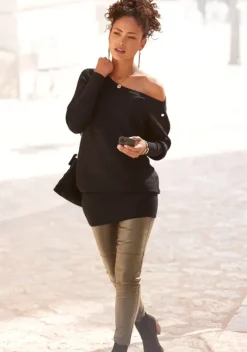 Pullover|LASCANA Longpullover Schwarz