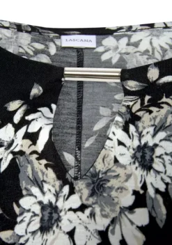 Damenshirts|LASCANA Longshirt Schwarz-Bedruckt