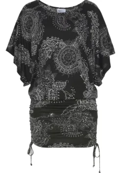 Damenshirts|Vivance Longshirt Schwarz-Weis Bedruckt