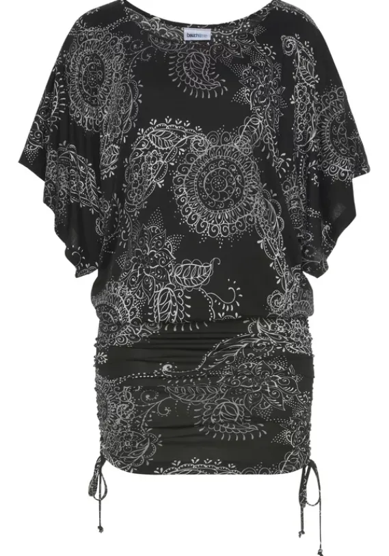 Damenshirts|Vivance Longshirt Schwarz-Weis Bedruckt