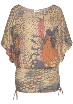 Damenshirts|Buffalo Longshirt Orange-Bedruckt