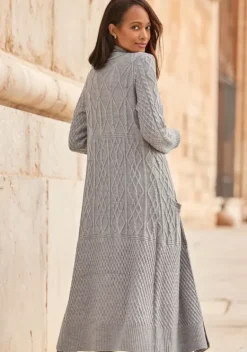 Jacken & Mantel|LASCANA Longstrickjacke Grau-Meliert