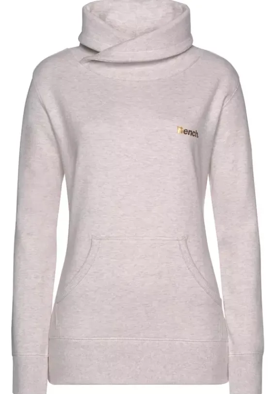 Damenshirts|Bench. Longsweatshirt"Mit Stehkragen In Layeroptik" Beige-Meliert