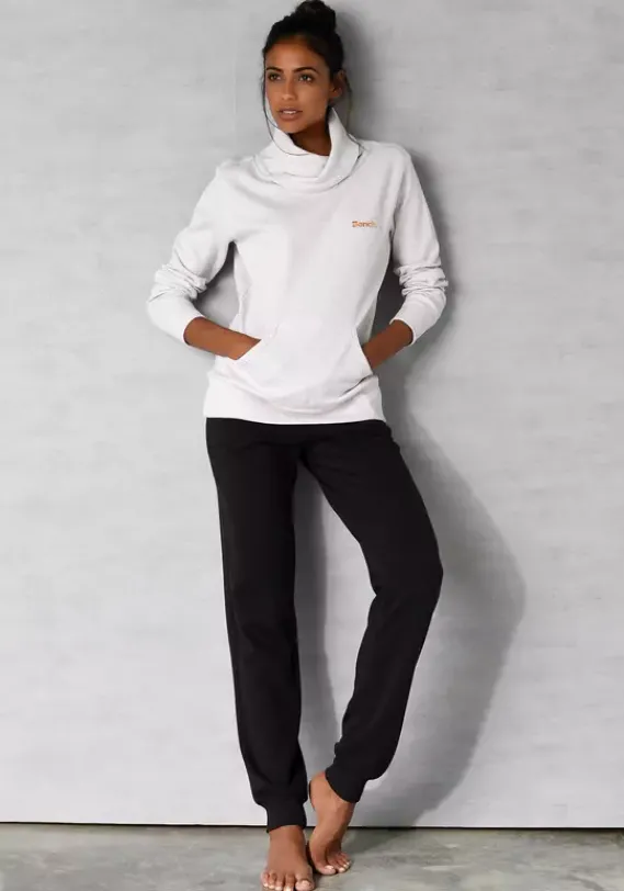 Damenshirts|Bench. Longsweatshirt"Mit Stehkragen In Layeroptik" Beige-Meliert